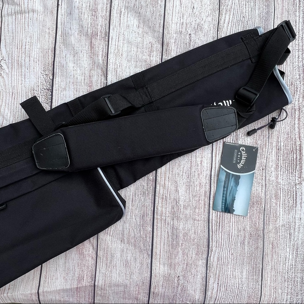 NWT Callaway Golf Pencil Bag in Black with Padded Shoulder Strap Collapsable